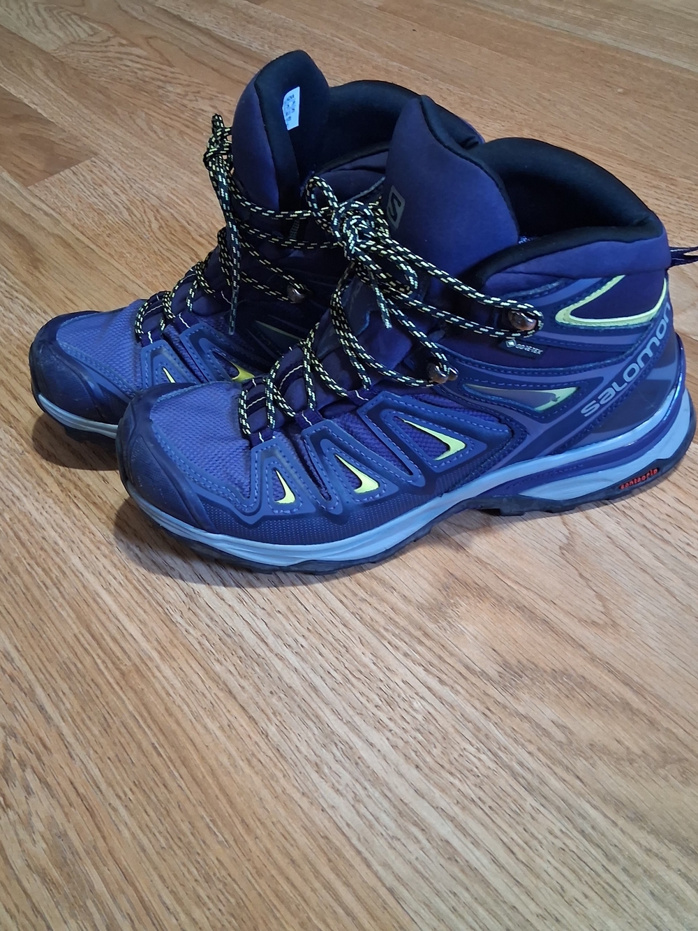 Salomon Men's Purple-Blue Hiking Boots with Yellow Accents - Picture 2 of 9
